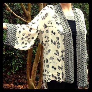 Black and White Kimono Style Shirt